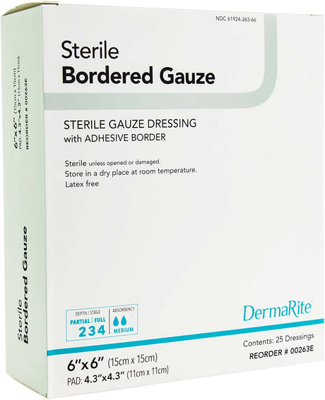 Image of DermaRite® Sterile Adhesive Bordered Gauze