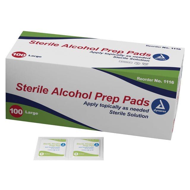 Image of Dynarex Alcohol Prep Pad, Large, 1.18" x 3.54" Sterile