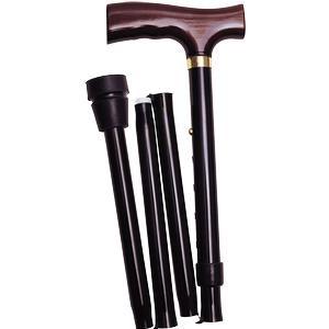 Image of Folding Travel Cane with Fritz Handle, Black, 33" - 37"