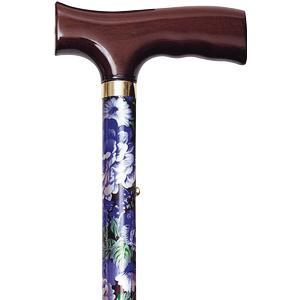 Image of Folding Travel Cane with Fritz Handle, Mauve Floral, 33" - 37"