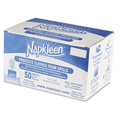 Image of Hermell Naplkleen Disposable Adult Bib, 13" x 18", Blue, Large