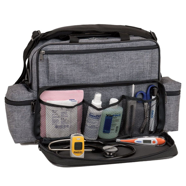 Image of Hopkins Home Health Shoulder Bag, Antimicrobial, with Large Compartment, Gray, 14" x 11-1/2" x 8"