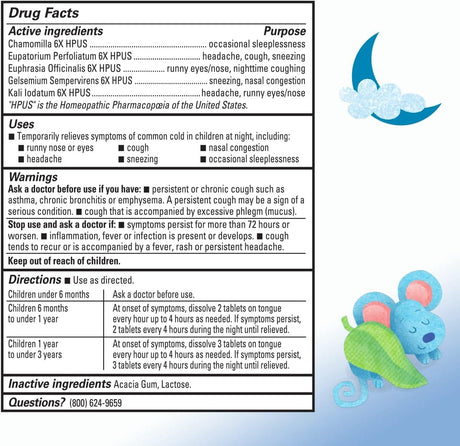 Image of Hyland's Baby Nighttime Tiny Cold Tablets, 125 ct