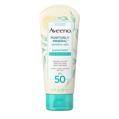 Image of Johnson & Johnson Aveeno® Positively Mineral Sunscreen Lotion, SPF 50, 3 oz