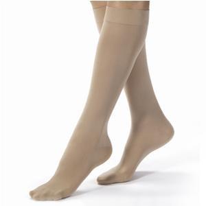 Image of Knee-High Extra-Firm Opaque Compression Stockings Small, Silky Beige