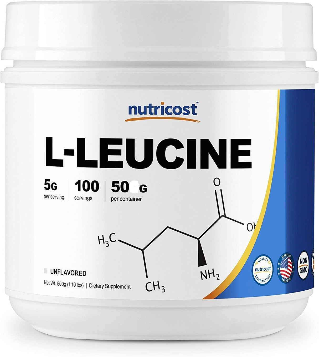 Image of L-Leucine Pure Amino Acid Powder 50g Bottle