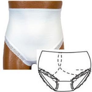 Image of Ladies Split Crotch Ostomy Support Panty White, Large, Right