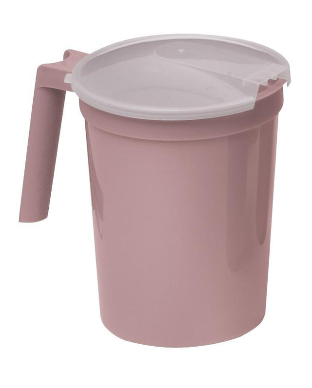 Image of Medegen Bedside Pitcher with Straw Port and Translucent Lid 28 oz, Dusty Rose