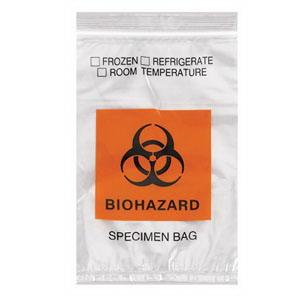 Image of Medegen Lab Specimen Transport Bag with Zip Closure Clear/Black/Orange (1000 Count)