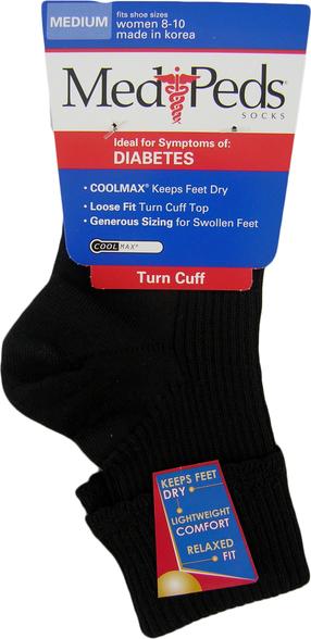 Image of Medipeds Diabetic Turn Cuff Socks (1 Pair Pack)