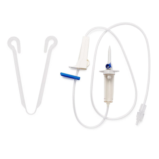 Image of Secondary IV Tubing Set with Hanger, Compatible with Infusion Pump Administration, 15 Drop, 40"