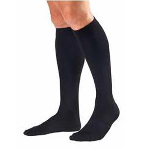 Image of Men's Knee-High Ribbed Compression Socks Large Full Calf, Black