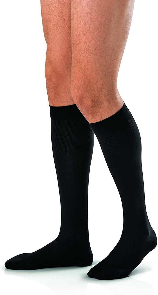 Image of Men's Knee-High Ribbed Compression Socks Medium, Black