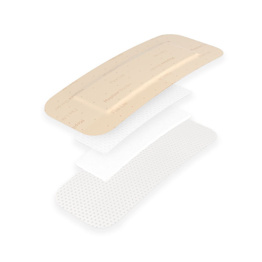 Image of Mepilex Border Flex Lite Self-Adherent Soft Silicone Foam Dressing