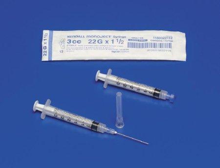 Image of Monoject Soft Pack 3 mL Syringe with Standard Hypodermic Needle 20G x 1" (100 count)