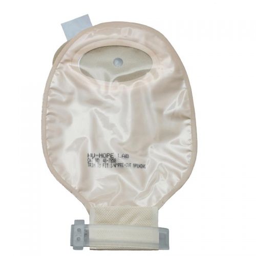 Image of Nu-Flex 12 oz. Mini Pouch with Pre-attached Standard Wear Hydrocolloid Skin Barrier, No Belt Tabs, Trim to Fit Oval 7/8 x 1-1/4, Flat