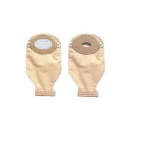 Image of Nu-Hope One-Piece Post-Op Trim-to-Fit Adult Drainable Pouch with Nu-Comfort™ Barrier and Closure Clamp 1-1/2" x 2-3/4" Inside Cutting Area Oval, 3-1/4" x 4-5/8" OD, 11" L x 5-3/4" W, Clear, 1/2" Starter Hole, 24 Oz, Adhesive Foam Pad