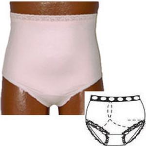 Image of OPTIONS Ladies' Basic with Built-In Barrier/Support, Soft Pink, Right-Side Stoma, Small 4-5, Hips 33" - 37"