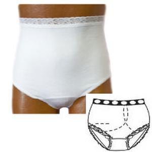 Image of OPTIONS Ladies' Basic with Built-In Barrier/Support, White, Left-Side Stoma, Large 8-9, Hips 41" - 45"