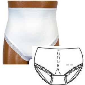 Image of OPTIONS Ladies' Brief with Built-In Barrier/Support, White, Center Stoma, Small 4-5, Hips 33" - 37"