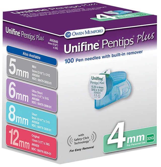 Image of Owen Mumford Unifine® Pentips® Plus Pen Needle 32G, 4mm, 100 Count