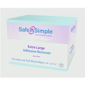 Image of Safe N Simple Extra Large Adhesive Remover Wipe, 4" x 4-3/4"