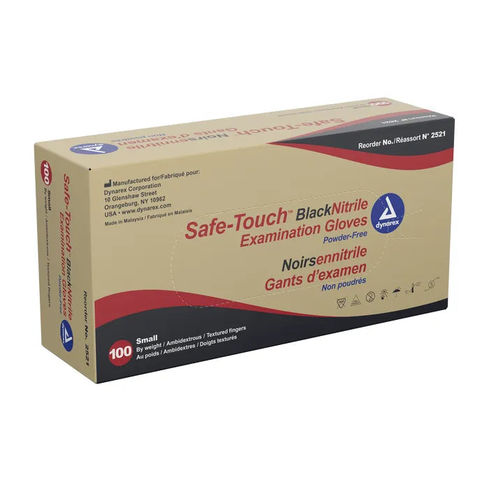 Image of Safe-Touch Black Nitrile Exam Gloves, Powder-Free