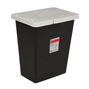 Image of SharpSafety RCRA Hazardous Waste Container Hinged Lid, Black, 18 Gallon