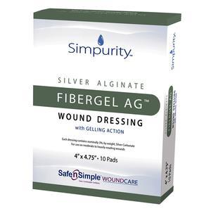 Image of Simpurity Fibergel AG Wound Dressing, 4" x 4.75"