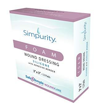 Image of Simpurity Foam Wound Dressing Bordered Silicone, 4" X 4"