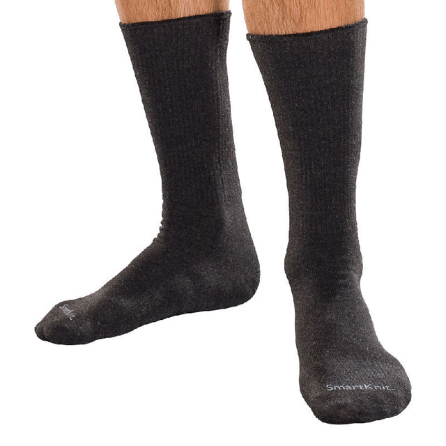 Image of SmartKnit Seamless Diabetic Crew Socks with X-STATIC Latex-Free Materials, Black, Large