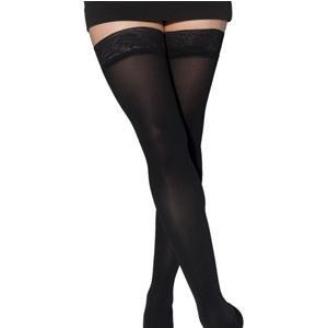 Image of Soft Opaque Thigh-High with Grip-Top, 30-40 mmHg, Medium, Short, Closed, Black