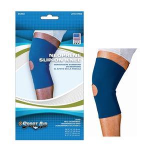 Image of Sportaid Neoprene Slip-On Knee Brace, Open Patella, Blue, Small, 13" - 14"