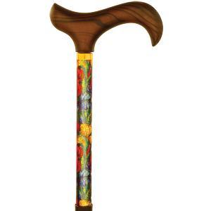 Image of Travel Folding Cane with Slim Line Handle, Summer Garden