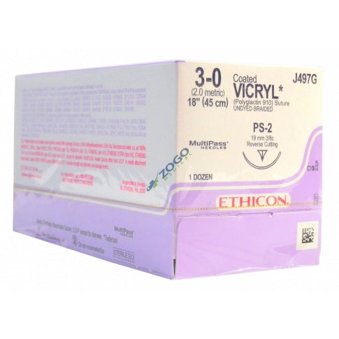 Image of Undyed Coated Vicryl 3-0 PS-2 18" Suture 12/bx